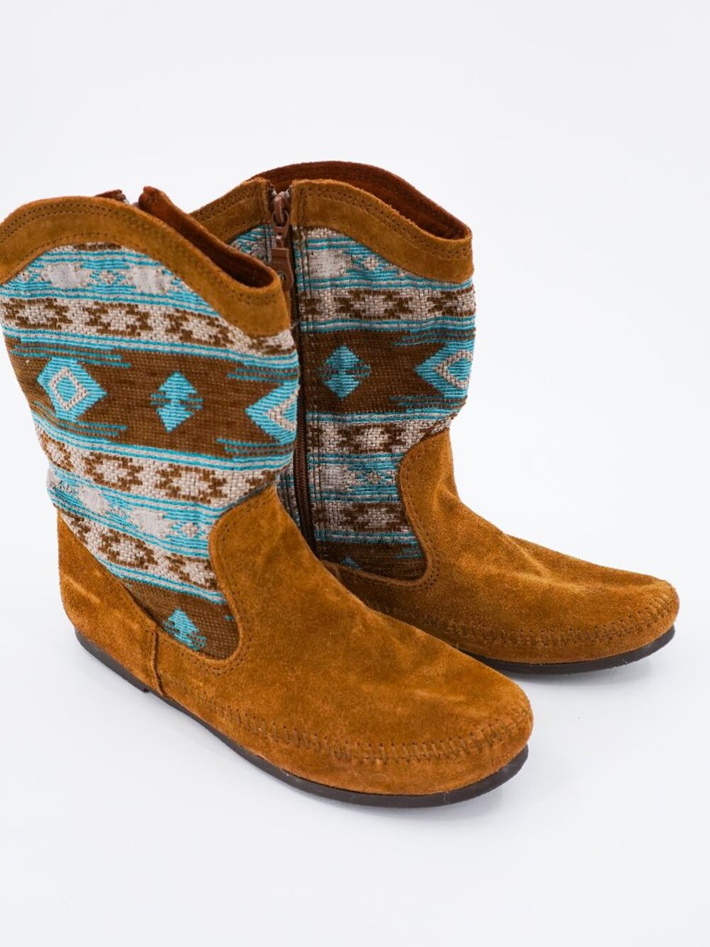 Minnetonka Baja Boots Womens 10 Bohemian Western Mid Calf Boot 1578 Brown Suede